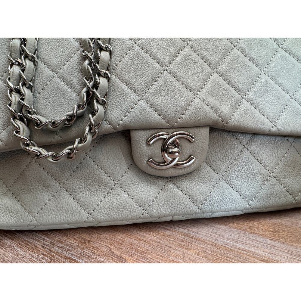 Chanel Single Flap Accordion - Light Gray with Silver Hardware - Picture 2 of 13